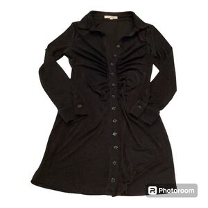 Et Clet Black Collared Long-sleeve Polo Dress